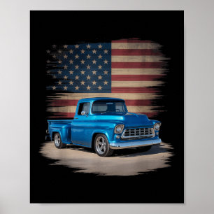 Clic Alter Pickup Truck Amerikanische Flagge 4. Ju Poster
