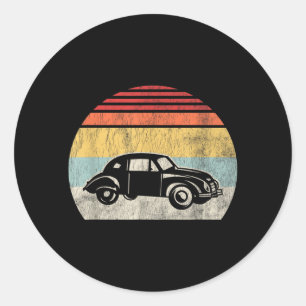 Clic Bug Auto Silhouette Retro Vintage Sonnenunter Runder Aufkleber