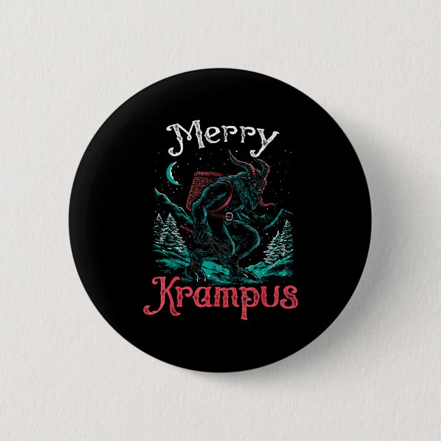 Clic Folklore Christmas Merry Krampus Festive Horr Button (Vorderseite)
