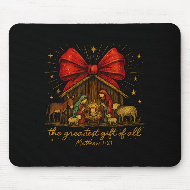 Clic Nativity Scene – Greatest Gift Matthew 1_21  Mousepad (Vorne)