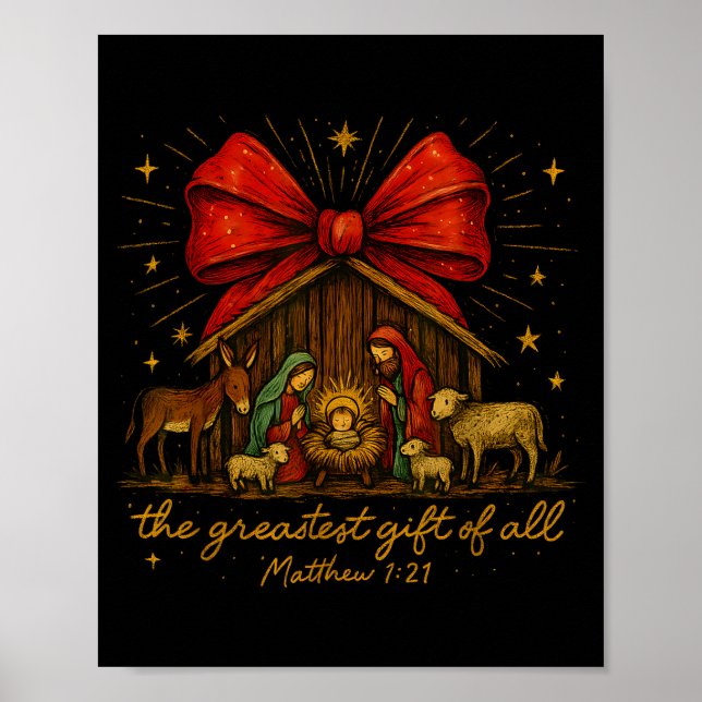 Clic Nativity Scene – Greatest Gift Matthew 1_21  Poster (Vorne)