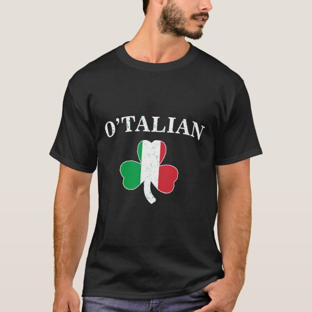 Clic O'talian Kleeblatt and Italy Flag Irish St Pa T-Shirt (Vorderseite)