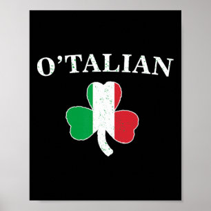 Clic O'talian Shamrock Und Italien Flagge Irischer Poster