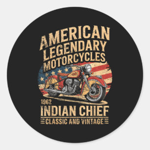 Clic & Vintage American Motorcycle Indian Born Runder Aufkleber