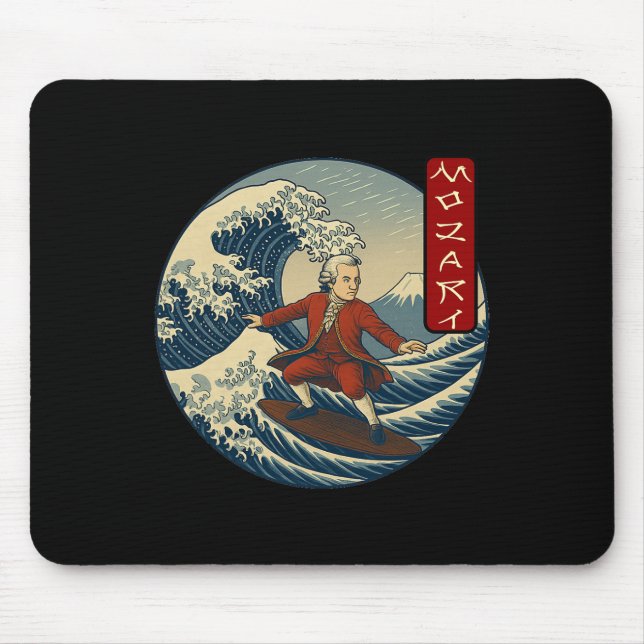 Clical Musician Mozart Ukiyo-e Surfing  Mousepad (Vorne)