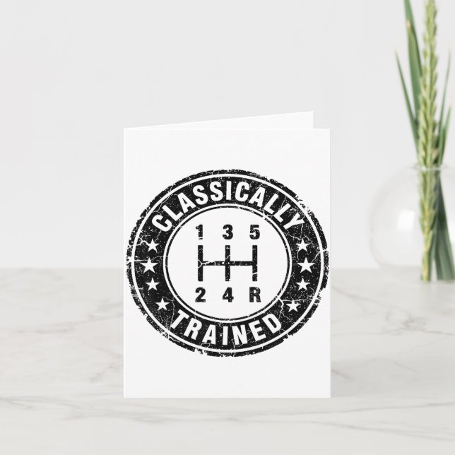 Clically Trained Car Guy Manual Transmission Stick Karte (Vorderseite)