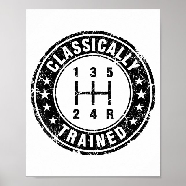 Clically Trained Car Guy Manual Transmission Stick Poster (Vorne)