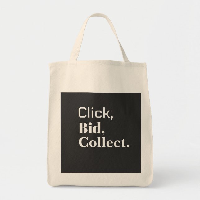 Click, Bid, Collect. Book  #ClickBidCollect Tragetasche (Vorne)
