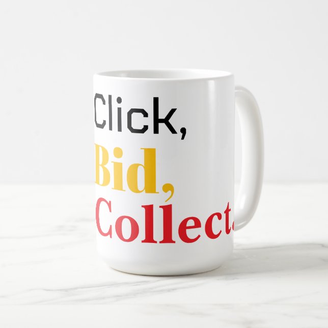 Click, Bid, Collect. Book  Kaffeetasse (VorderseiteRechts)