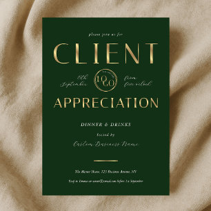 Client Appreciation Day Grün & Gold Logo Unternehm Einladung