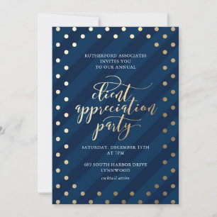 Client Wertschätzung Foil Navy Holiday Party Invit Einladung
