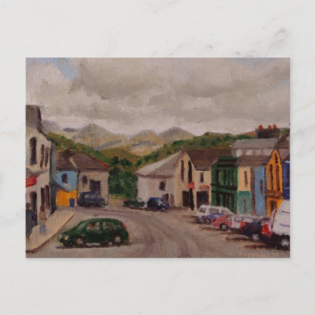 Clifden Ireland Cityscape Impressionistisches Gemä Postkarte (Vorderseite)