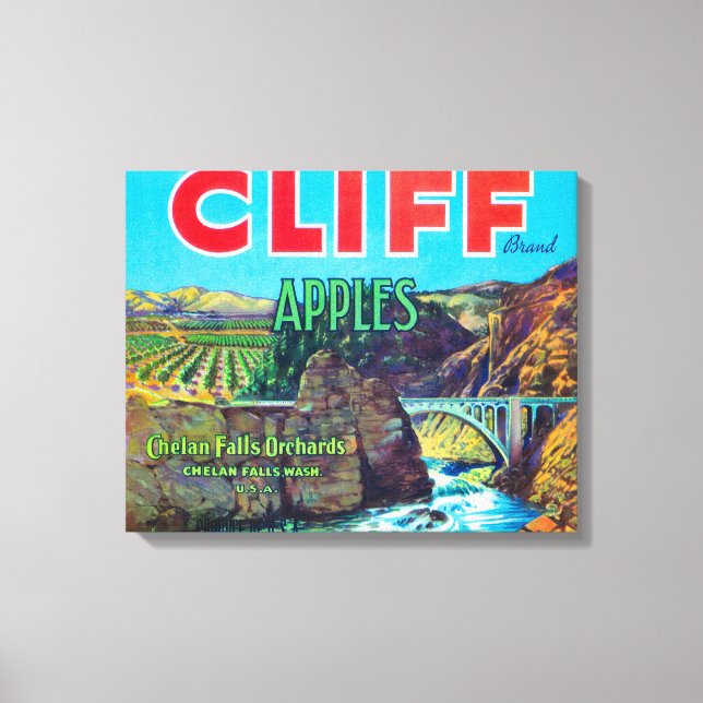 Cliff Apple Label - Chelan Falls, WA Leinwanddruck (Vorderseite)