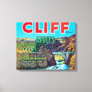 Cliff Apple Label - Chelan Falls, WA Leinwanddruck