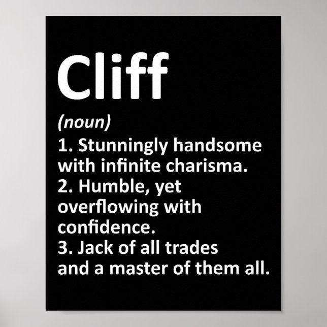 Cliff Definition Personalized Name Funny Birthday  Poster (Vorne)