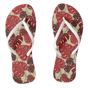 Cliff Hanger Hawaiian Monstera Leaf Flip Flops