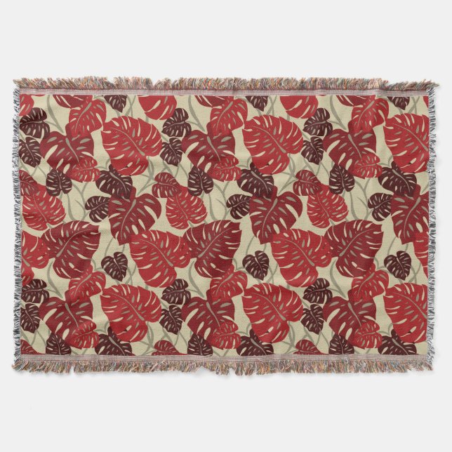Cliff Hanger Hawaiian Monstera Leaf Throw Blanket Decke (Vorderseite)