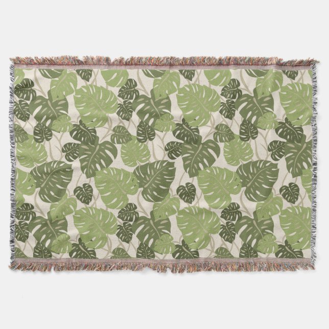 Cliff Hanger Hawaiian Monstera Leaf Throw Blanket Decke (Vorderseite)