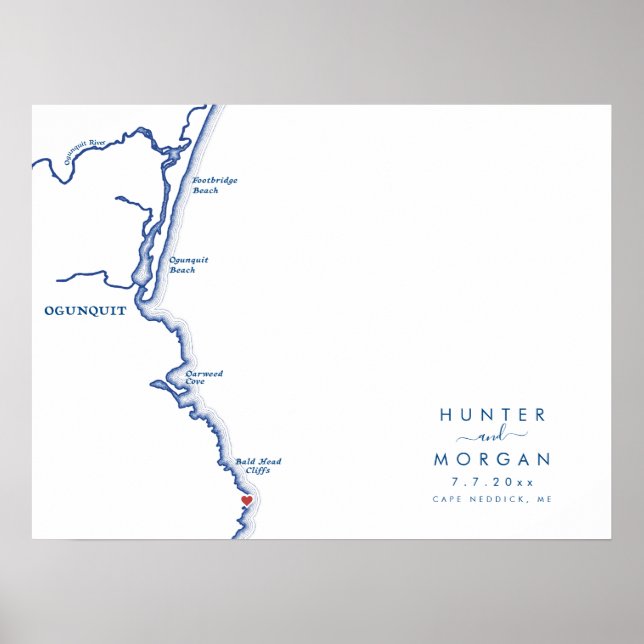 Cliff House Maine Wedding Modern Guest Book Poster (Vorne)