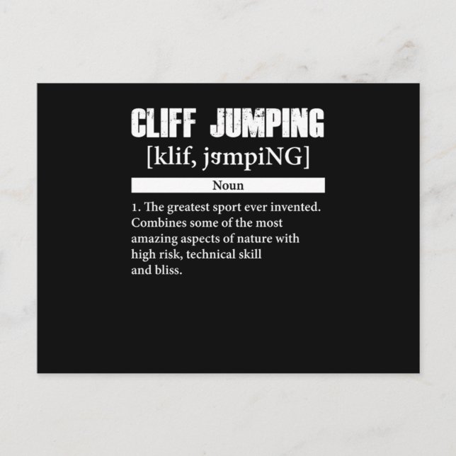 Cliff Jumping Definition Cliff Diving Gift Postkarte (Vorderseite)