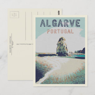 Cliff Küste Illustration Algarve Portugal Postcard Postkarte
