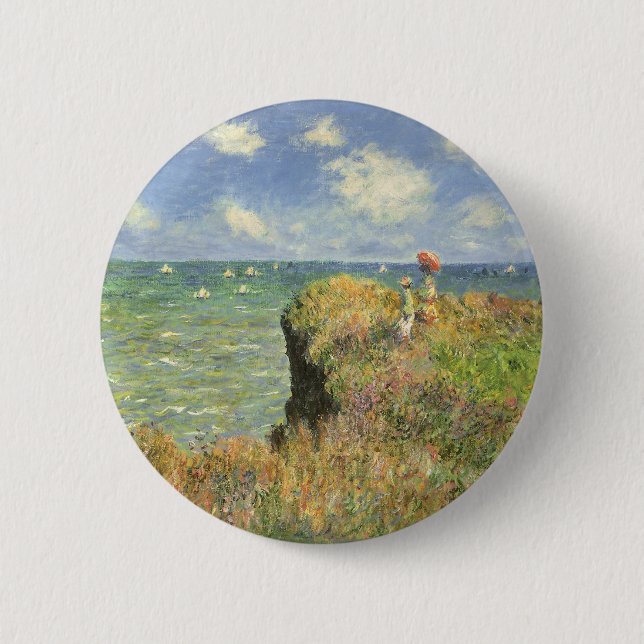 Cliff Walk in Pourville von Claude Monet Button (Vorderseite)