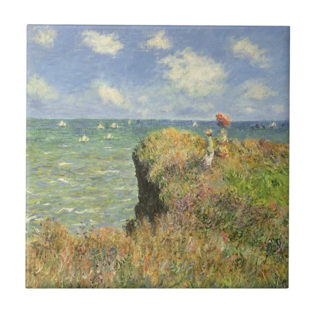 Cliff Walk in Pourville von Claude Monet Fliese (Vorderseite)