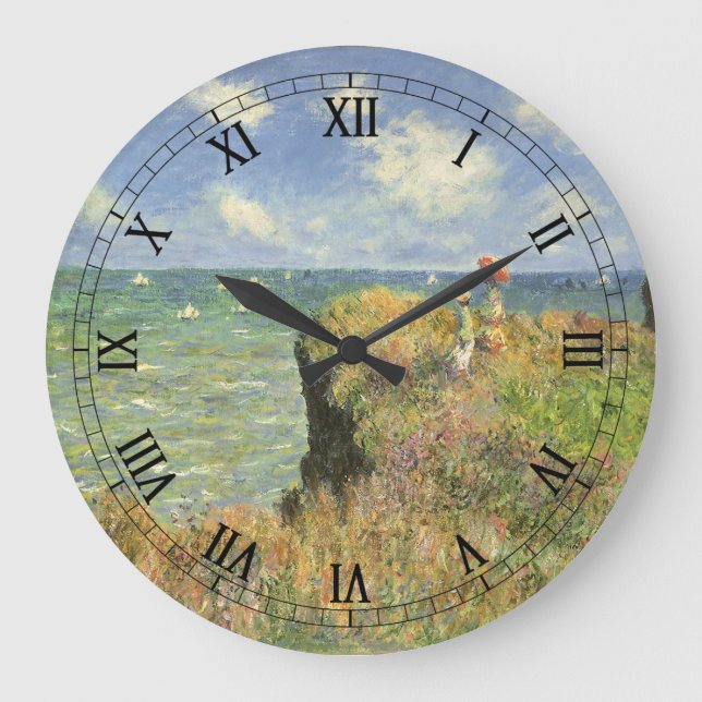 Cliff Walk in Pourville von Claude Monet Große Wanduhr (Vorderseite)