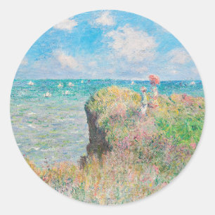 Cliff Walk in Pourville von Claude Monet Runder Aufkleber