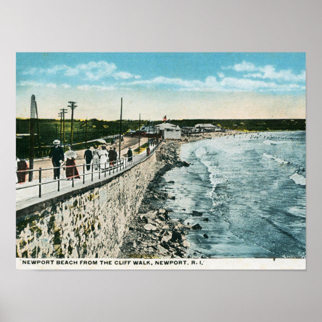 Cliff Walk, Newport, RI Vintag Poster (Vorne)