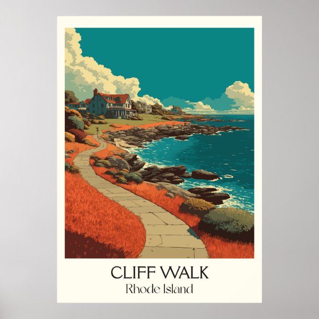 Cliff Walk Rhode Island Ozeanpfad Poster (Vorne)