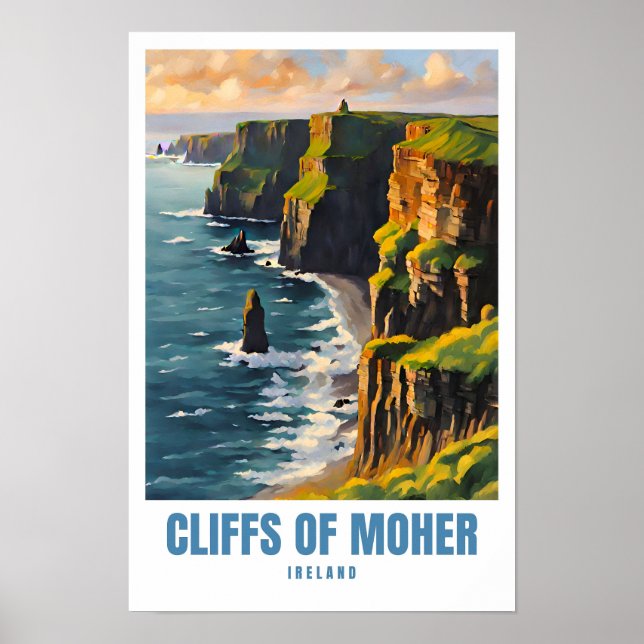 Cliffs of Moher Illustration Travel Poster (Vorne)