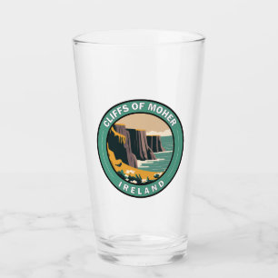 Cliffs of Moher Ireland Floral Travel Art Vintag Glas