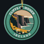 Cliffs of Moher Ireland Floral Travel Art Vintag Keramik Ornament<br><div class="desc">Cliffs of Moher Vektor Art Design. Die Cliffs of Moher sind Seeklippen,  die sich am südwestlichen Rand der Region Burren in Landkreis Clare,  Irland,  befinden.</div>