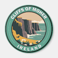 Cliffs of Moher Ireland Floral Travel Art Vintag