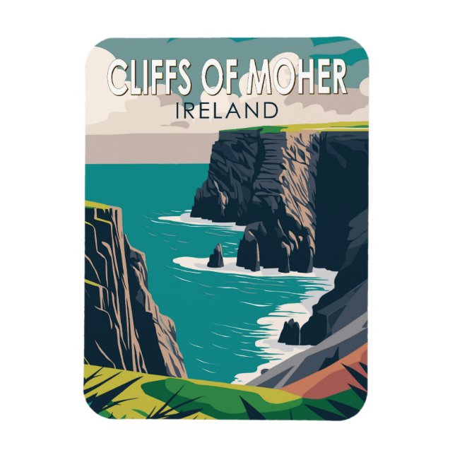 Cliffs of Moher Ireland Travel Art Vintag Magnet (Vertikal)