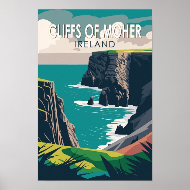 Cliffs of Moher Ireland Travel Art Vintag Poster (Vorne)