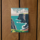 Cliffs of Moher Ireland Travel Art Vintag Postkarte<br><div class="desc">Cliffs of Moher Vektor Art Design. Die Cliffs of Moher sind Seeklippen,  die sich am südwestlichen Rand der Region Burren in Landkreis Clare,  Irland,  befinden.</div>