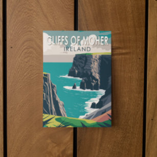 Cliffs of Moher Ireland Travel Art Vintag Postkarte