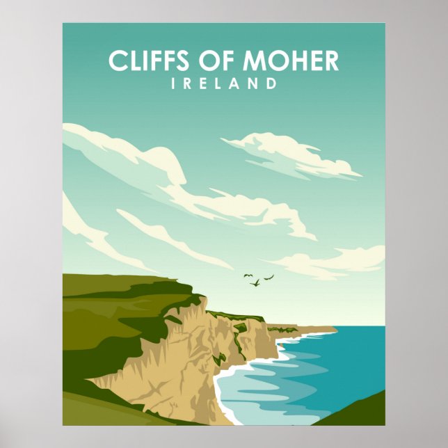 Cliffs of Moher Ireland Vintage Travel Poster (Vorne)