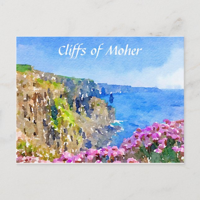 Cliffs of Moher Ireland Watercolor Postcard Postkarte (Vorderseite)