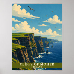 Cliffs of Moher Irland County Clare Retro Reise Poster