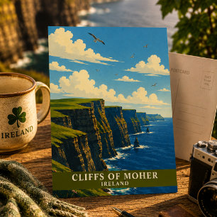 Cliffs of Moher Irland County Clare Retro Reise Postkarte