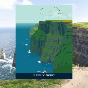 Cliffs of Moher, Irland Reiseretrospektive Postkar Postkarte