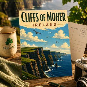 Cliffs of Moher Irland Vintage Reise Irische Küste Postkarte
