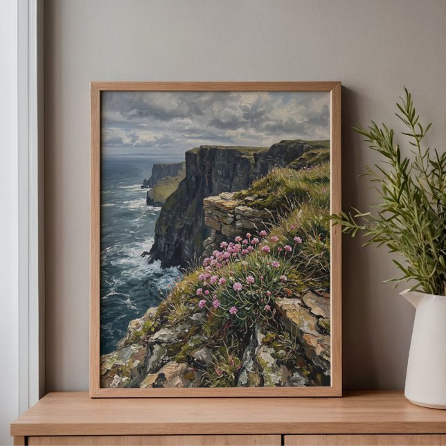 Cliffs of Moher Sea Pinks Thrift Art Leinwanddruck (Von Creator hochgeladen)