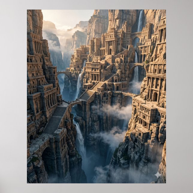 Cliffside Ancient Mountain City Poster (Vorne)