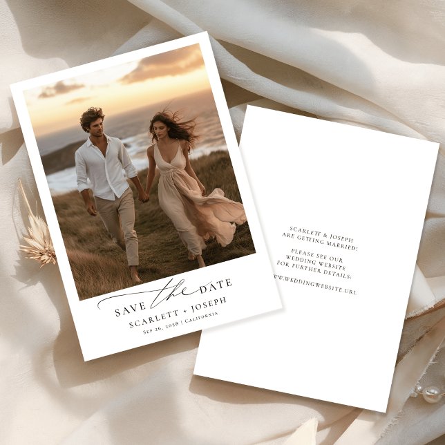 Cliffside Beach Calligraphy Wedding Foto Save The Date (Von Creator hochgeladen)