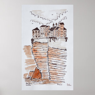 Cliffside city Bonifacio, Korsika, Frankreich Poster