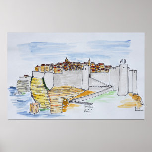 Cliffside City of Bonifacio Korsika, Frankreich Poster